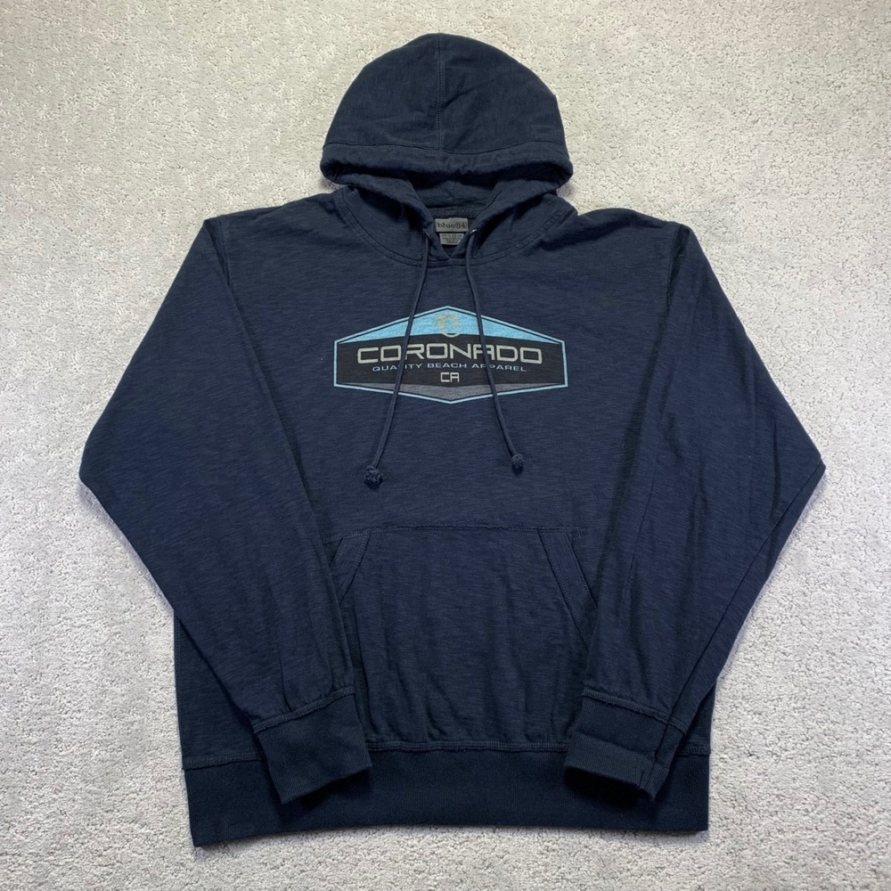 Coronado Quality Beach Apparel Hoodie Mens Large Blue‎ 84 Navy Surf Sweatshirt